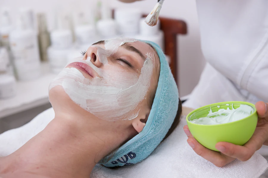 Woman wearing a pore-clearing face mask