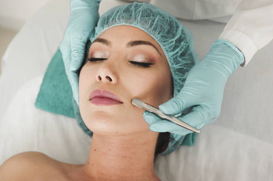 Professional facial treatment at a skincare clinic